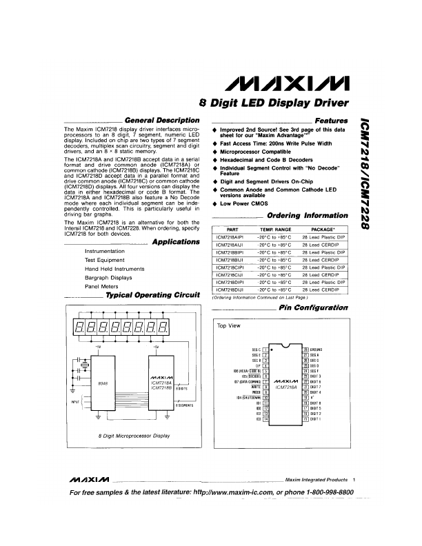 ICM7218 Maxim Integrated Products
