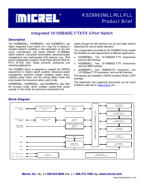 <?=KSZ8863MLL?> डेटा पत्रक पीडीएफ