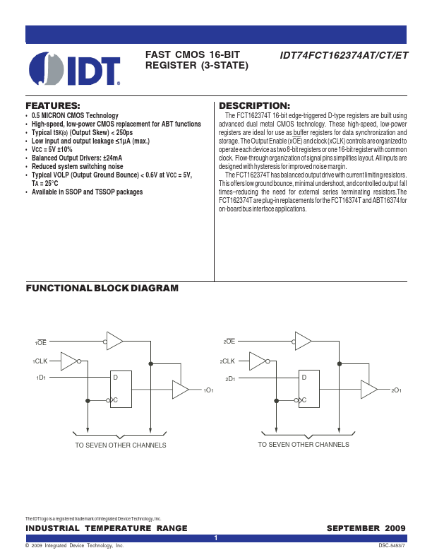 <?=IDT74FCT162374CT?> डेटा पत्रक पीडीएफ