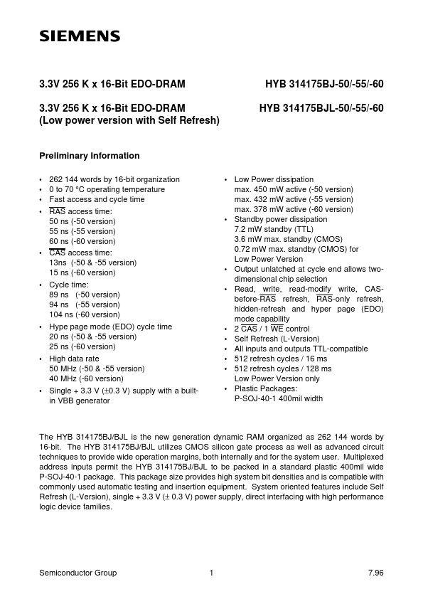 <?=HYB314175BJ-50-?> डेटा पत्रक पीडीएफ