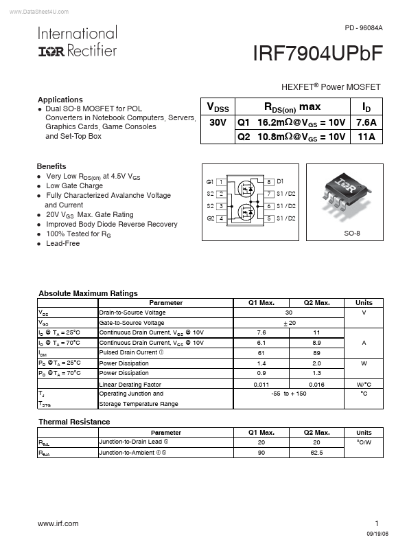 <?=IRF7904UPBF?> डेटा पत्रक पीडीएफ