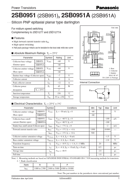 2SB951 Panasonic Semiconductor