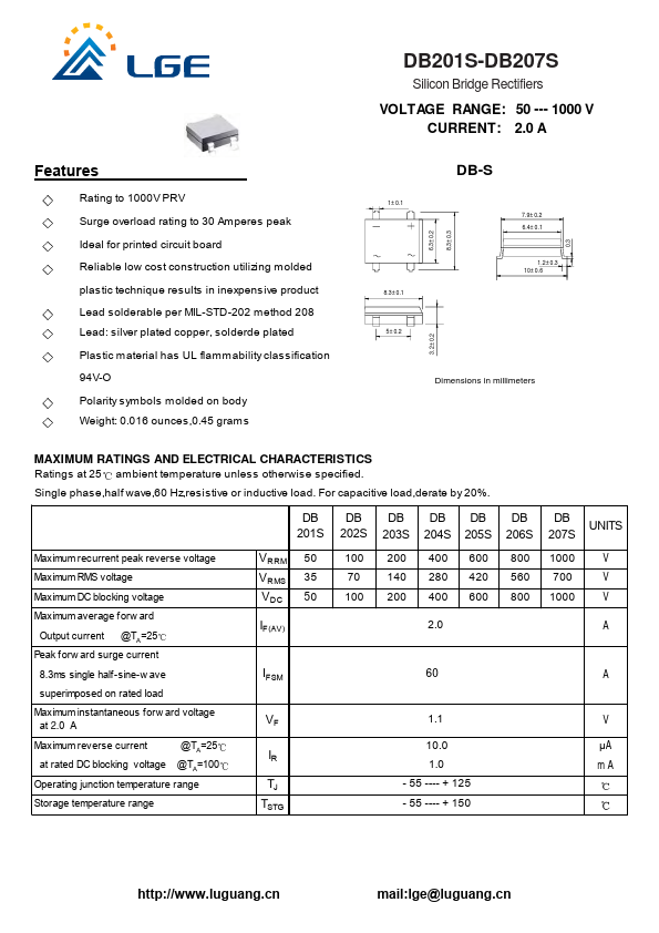 <?=DB207S?> डेटा पत्रक पीडीएफ