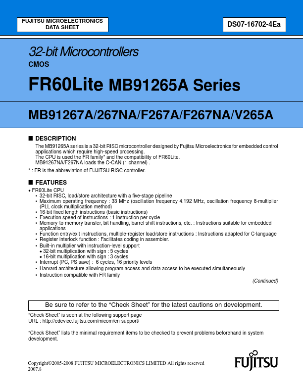MB91267A Fujitsu Media Devices