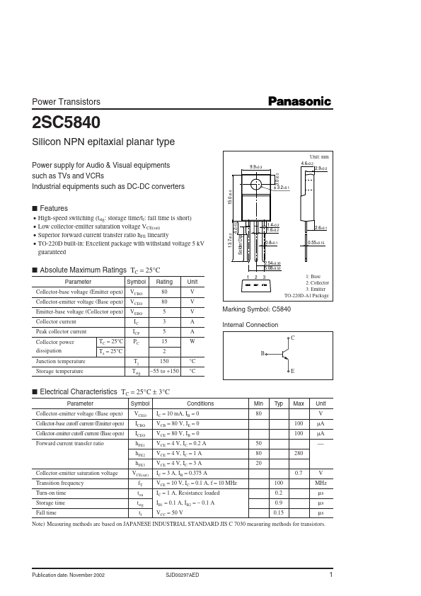 2SC5840 Panasonic Semiconductor