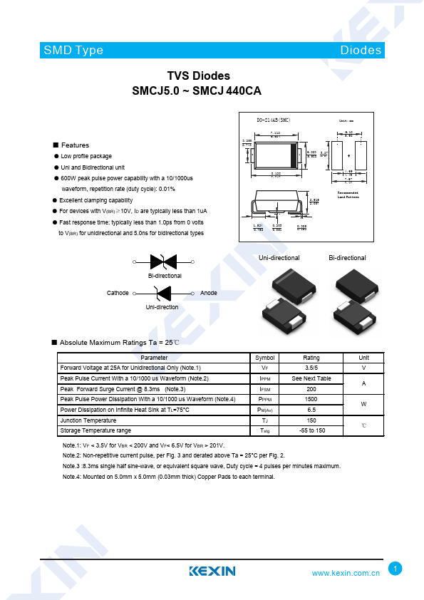 SMCJ220CA Kexin