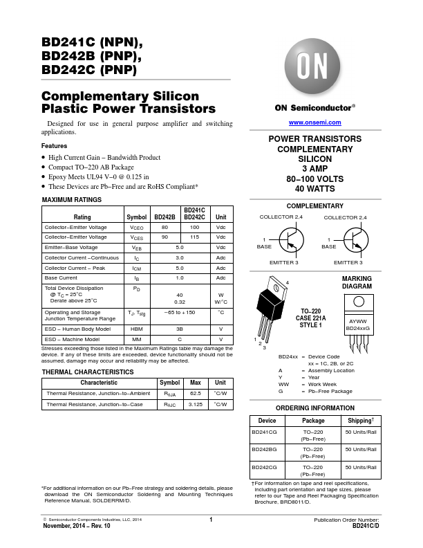 BD241C ON Semiconductor