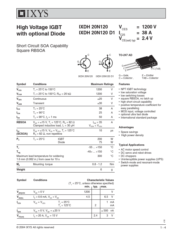 IXDH20N120D1