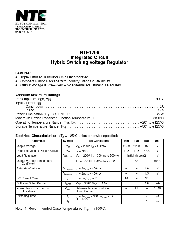 NTE1796 NTE