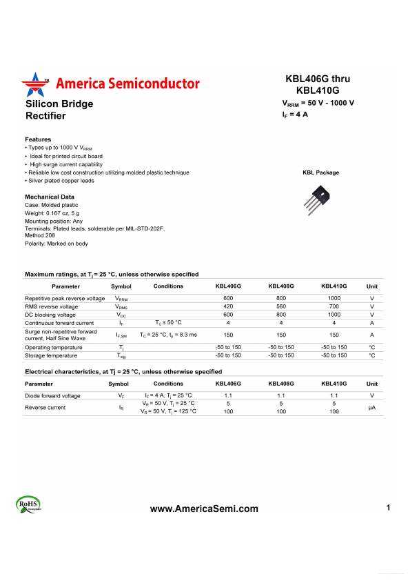 KBL408G America Semiconductor