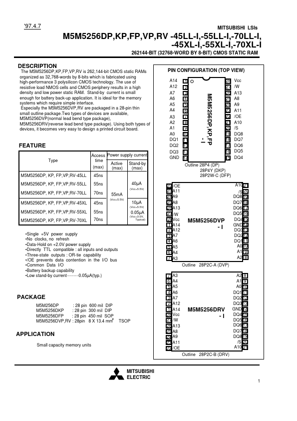 M5M5256VP-55XL-I Mitsubishi