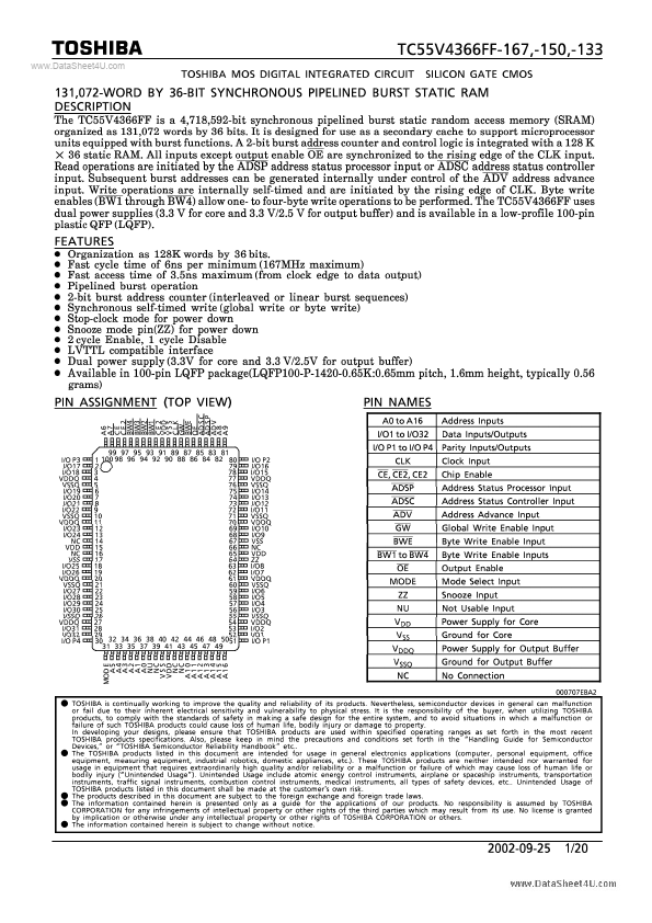 <?=TC55V4366FF-133?> डेटा पत्रक पीडीएफ