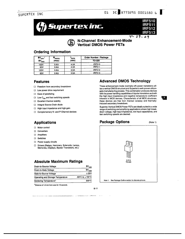 IRF513 Supertex  Inc