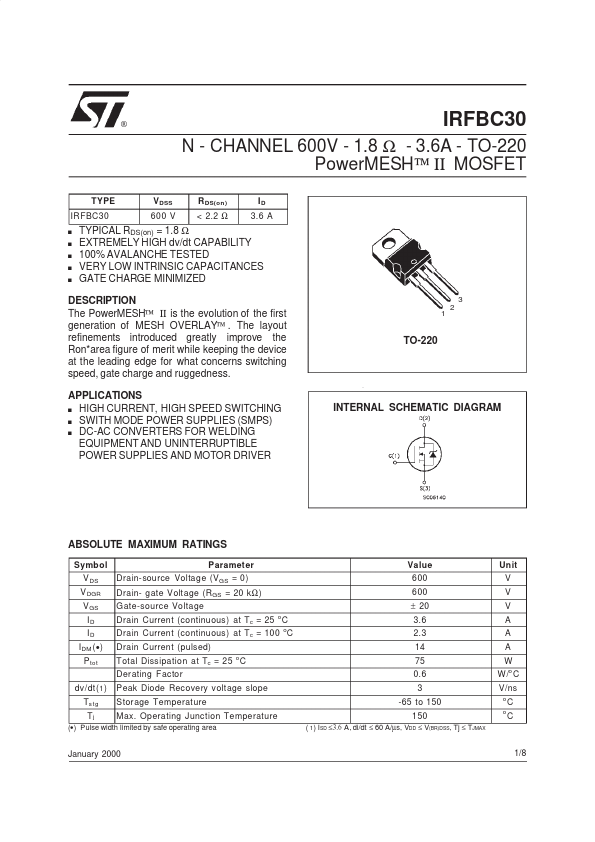 IRFBC30 STMicroelectronics