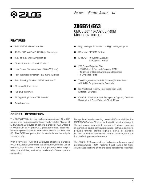 Z86E61 Zilog.