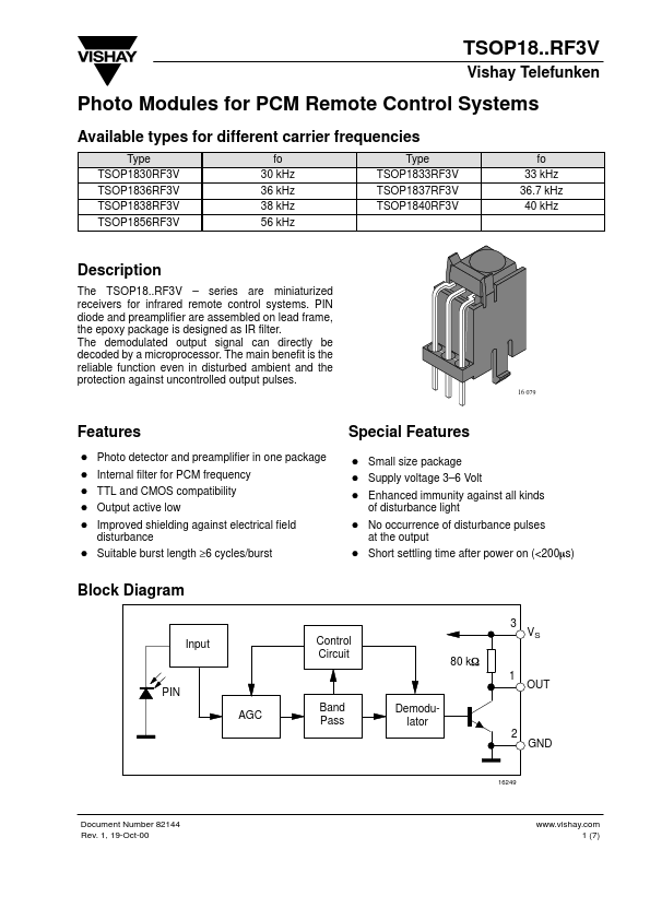 TSOP1837RF3V