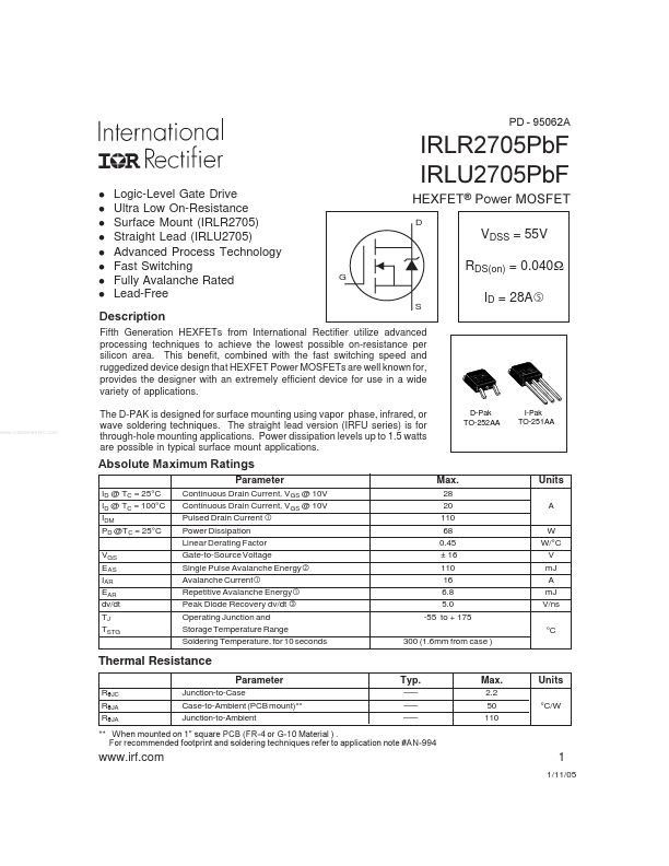 IRLU2705PBF International Rectifier