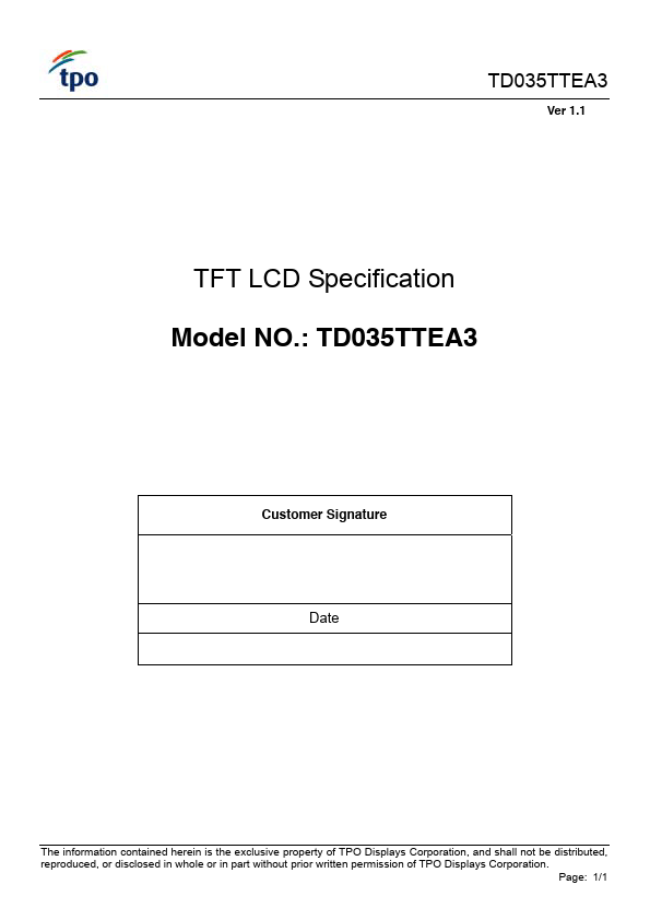 <?=TD035TTEA3?> डेटा पत्रक पीडीएफ