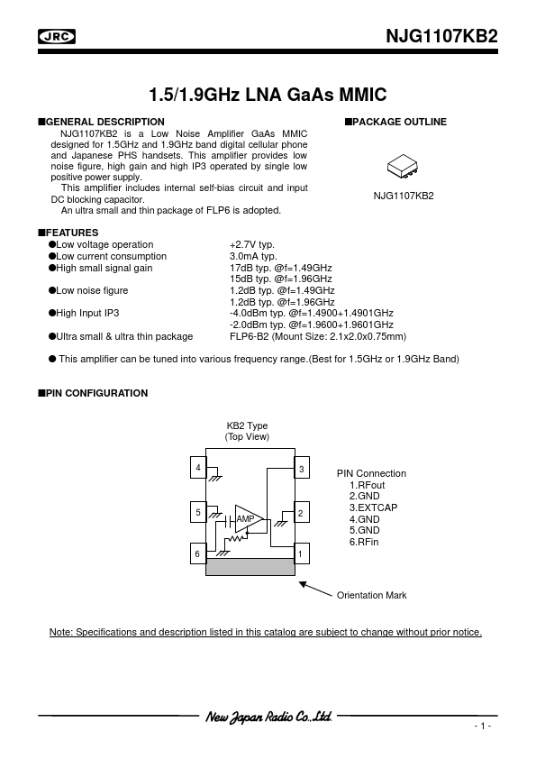 <?=NJG1107KB2?> डेटा पत्रक पीडीएफ