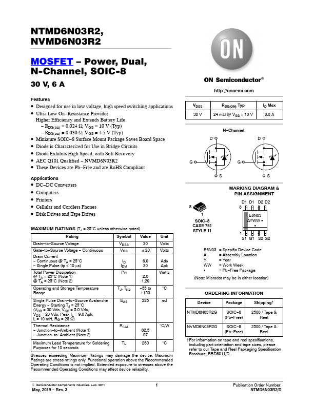 NVMD6N03R2 ON Semiconductor