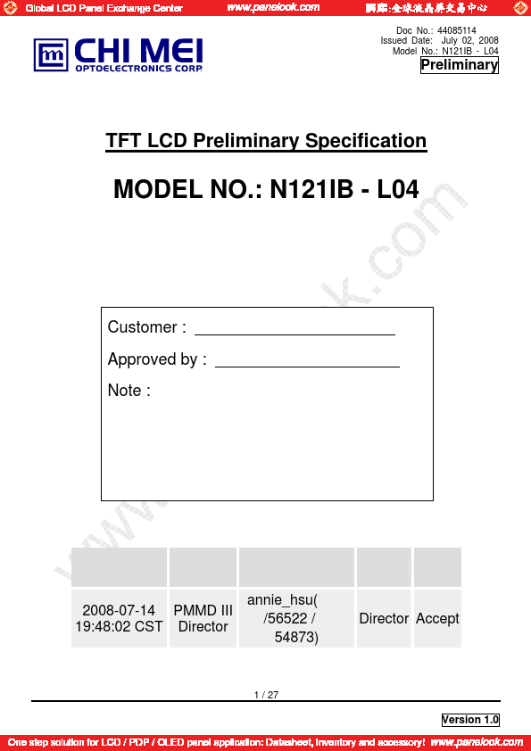 <?=N121IB-L04?> डेटा पत्रक पीडीएफ