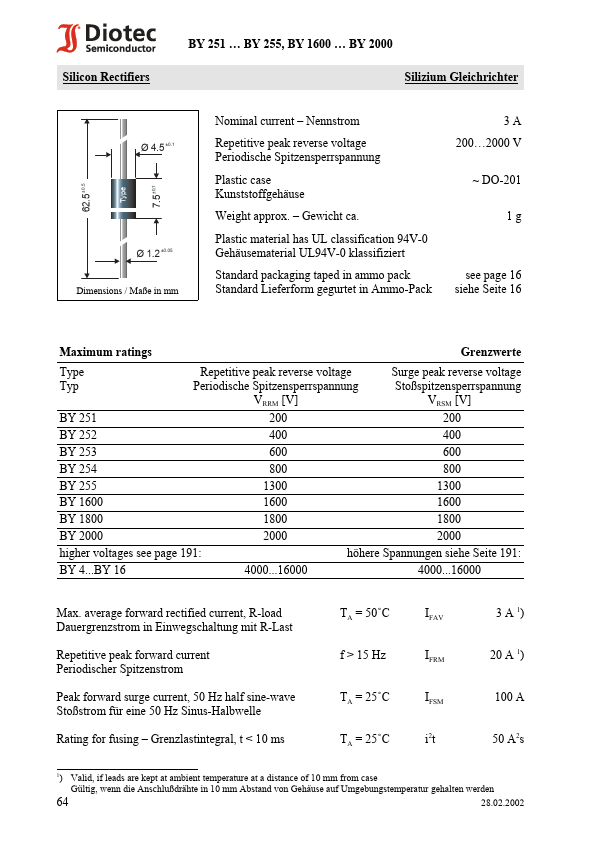 BY1600 Diotec Semiconductor