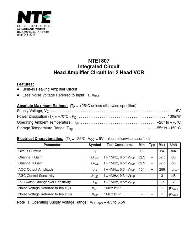 NTE1807 NTE