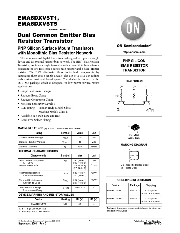 EMA6DXV5T5 ON Semiconductor