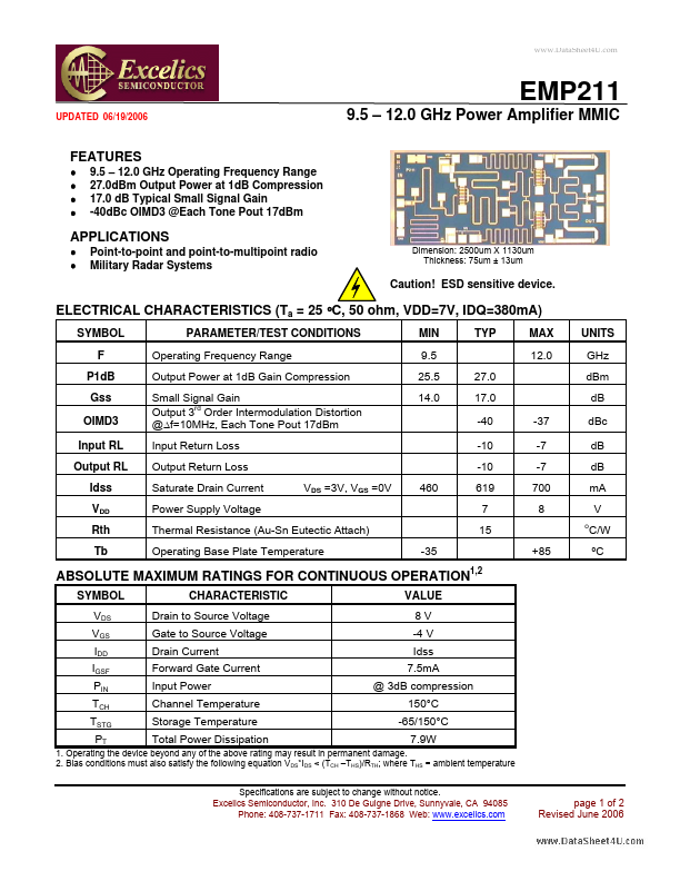 EMP211 Excelics Semiconductor