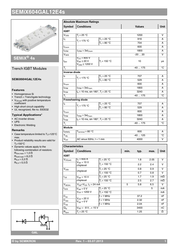 <?=SEMiX604GAL12E4s?> डेटा पत्रक पीडीएफ