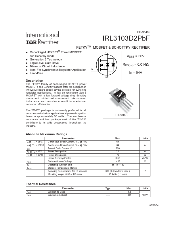 IRL3103D2PBF International Rectifier