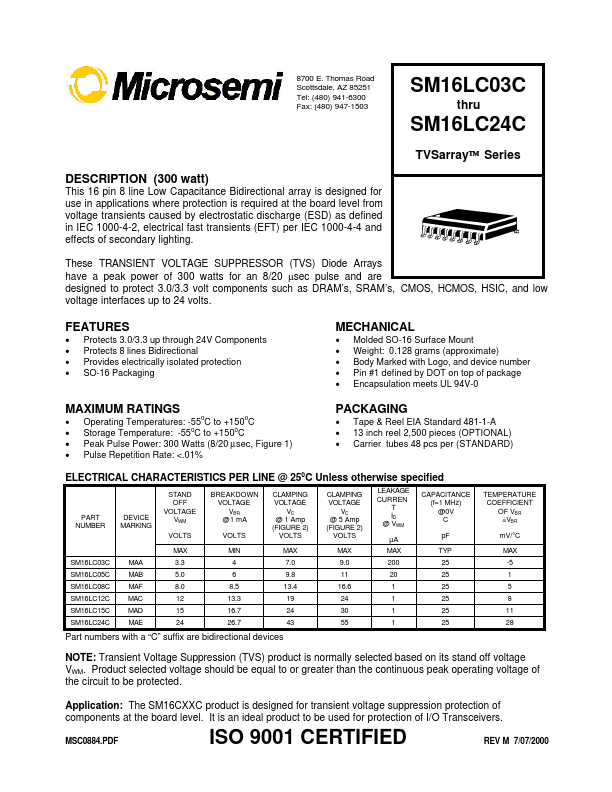 SM16LC15C Microsemi Corporation