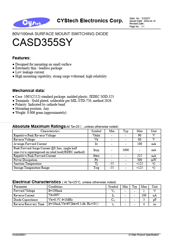 CASD355SY Cystech Electonics
