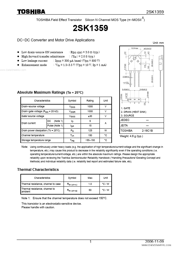 K1359 Toshiba Semiconductor