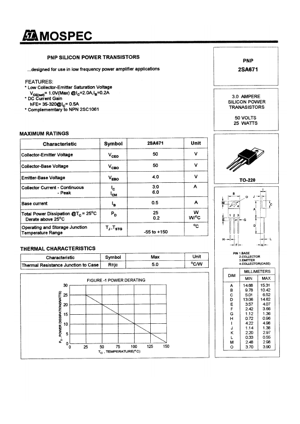 2SA671 Mospec Semiconductor