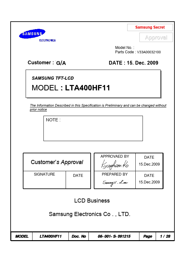 <?=LTA400HF11?> डेटा पत्रक पीडीएफ