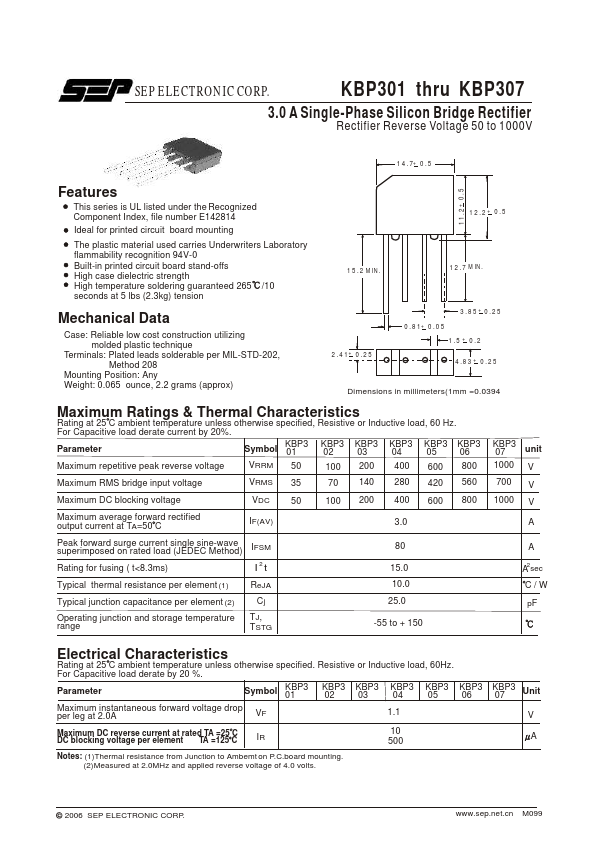 KBP307 SEP ELECTRONIC