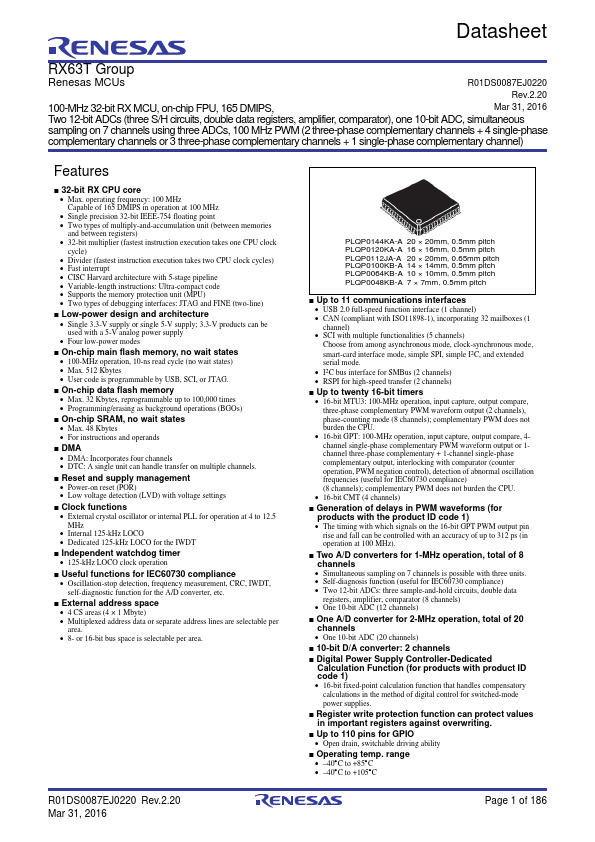 R5F563TBAGFH Renesas