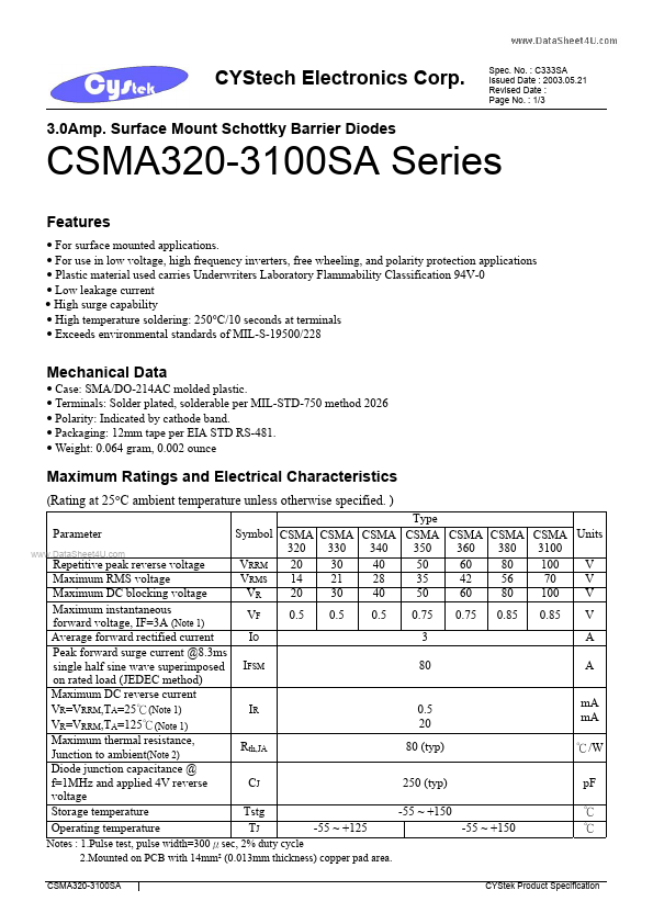 <?=CSMA330SA?> डेटा पत्रक पीडीएफ