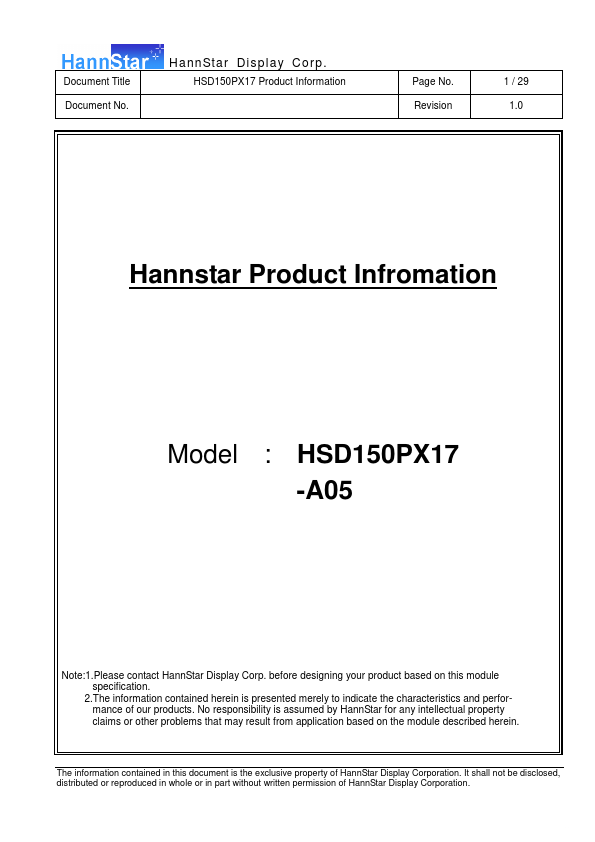 HSD150PX17-A05