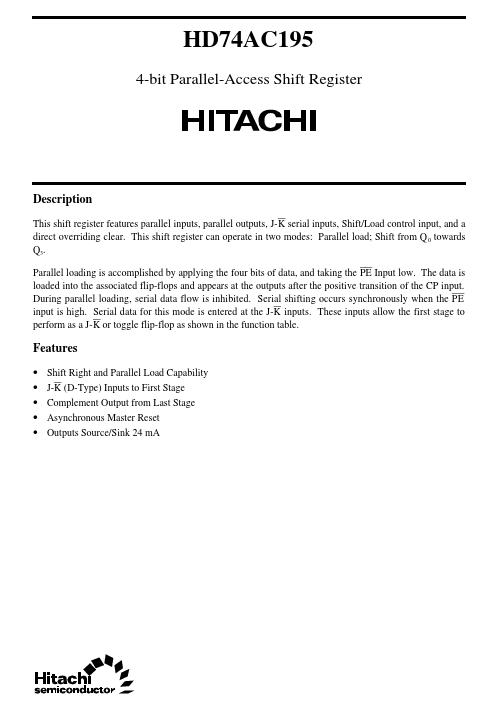 HD74AC195 Hitachi Semiconductor