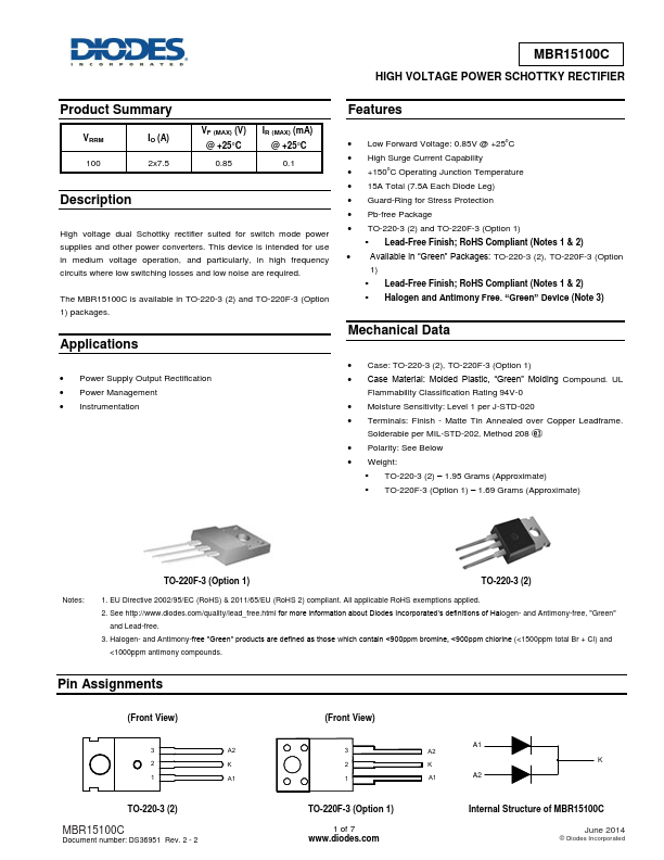 MBR15100C Diodes