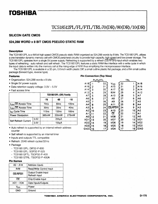 TC518512FL-70DR Toshiba