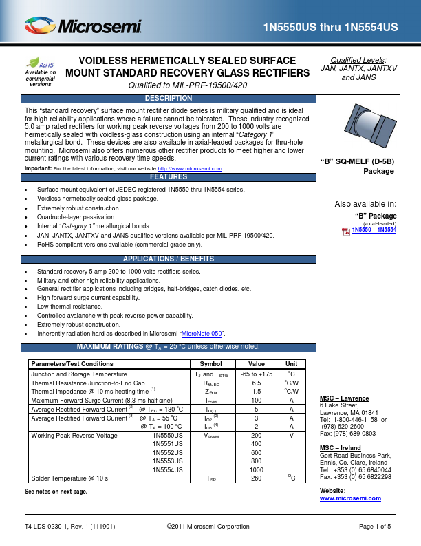 1N5551US Microsemi