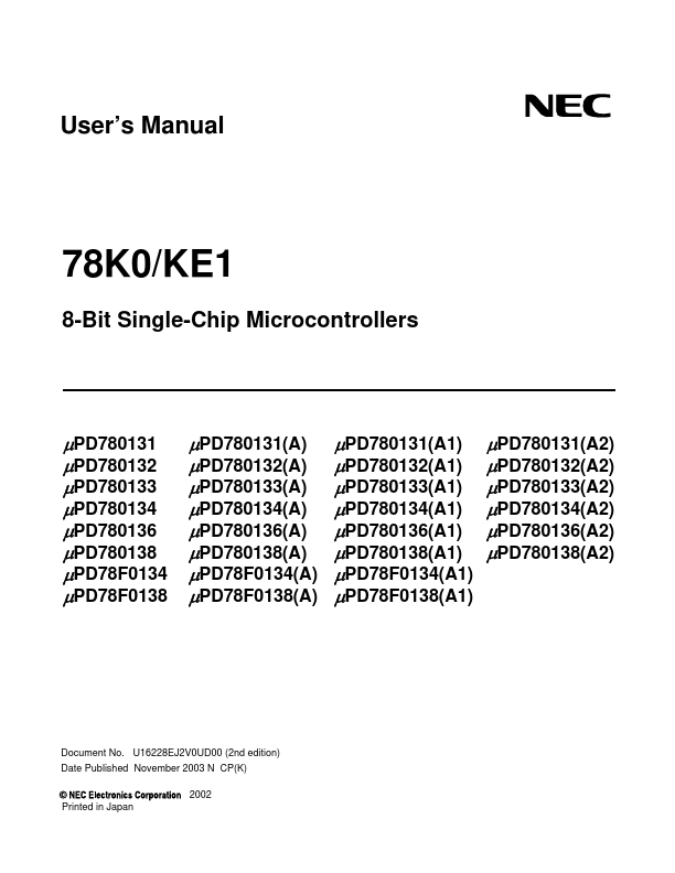 <?=UPD780133?> डेटा पत्रक पीडीएफ