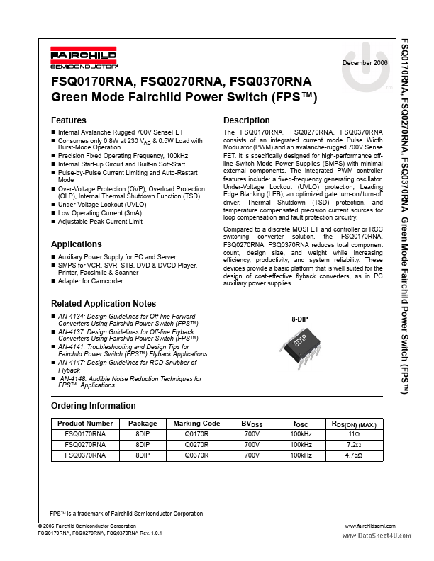 <?=FSQ0170RNA?> डेटा पत्रक पीडीएफ