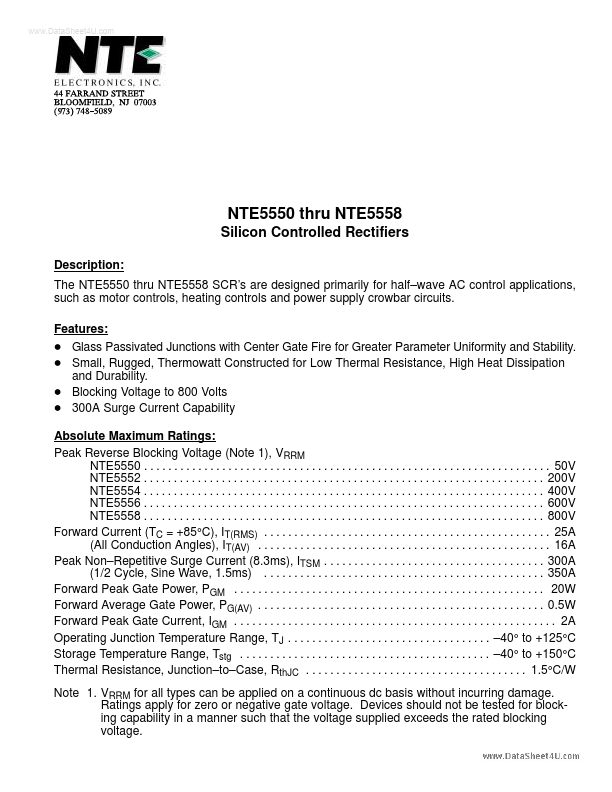 NTE5552 NTE Electronics