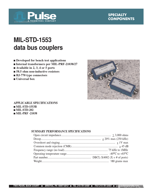 <?=MIL-STD-1553?> डेटा पत्रक पीडीएफ