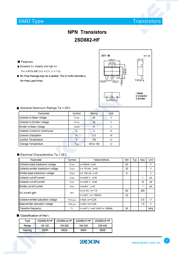 2SD882-HF Kexin