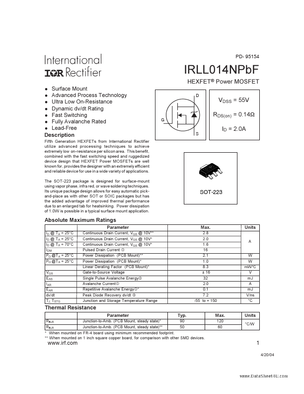 IRLL014NPBF International Rectifier